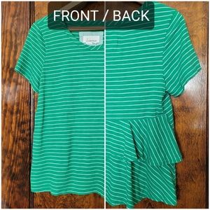 Anthropologie Dopamine Green Cotton Blend Tiered Ruffle Tee Shirt SIZE Medium